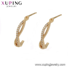 94742 joyería de moda al por mayor de alta calidad de Xuping, pendientes hermosos de la forma simple del color del oro 18k para las mujeres